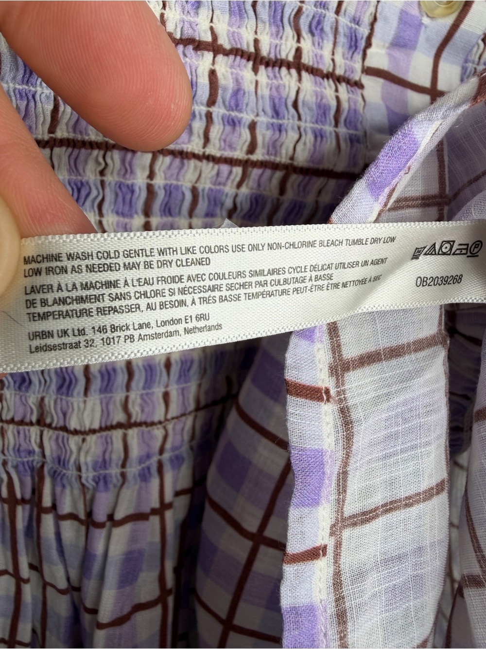 Anthropologie Lavender Plaid Button-Down with Maroon Striped Accents - Picture 6 of 12